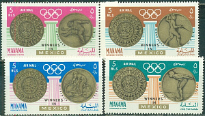 Манама, 1968, Олимпиада Мехико, Медалисты, 4 марки